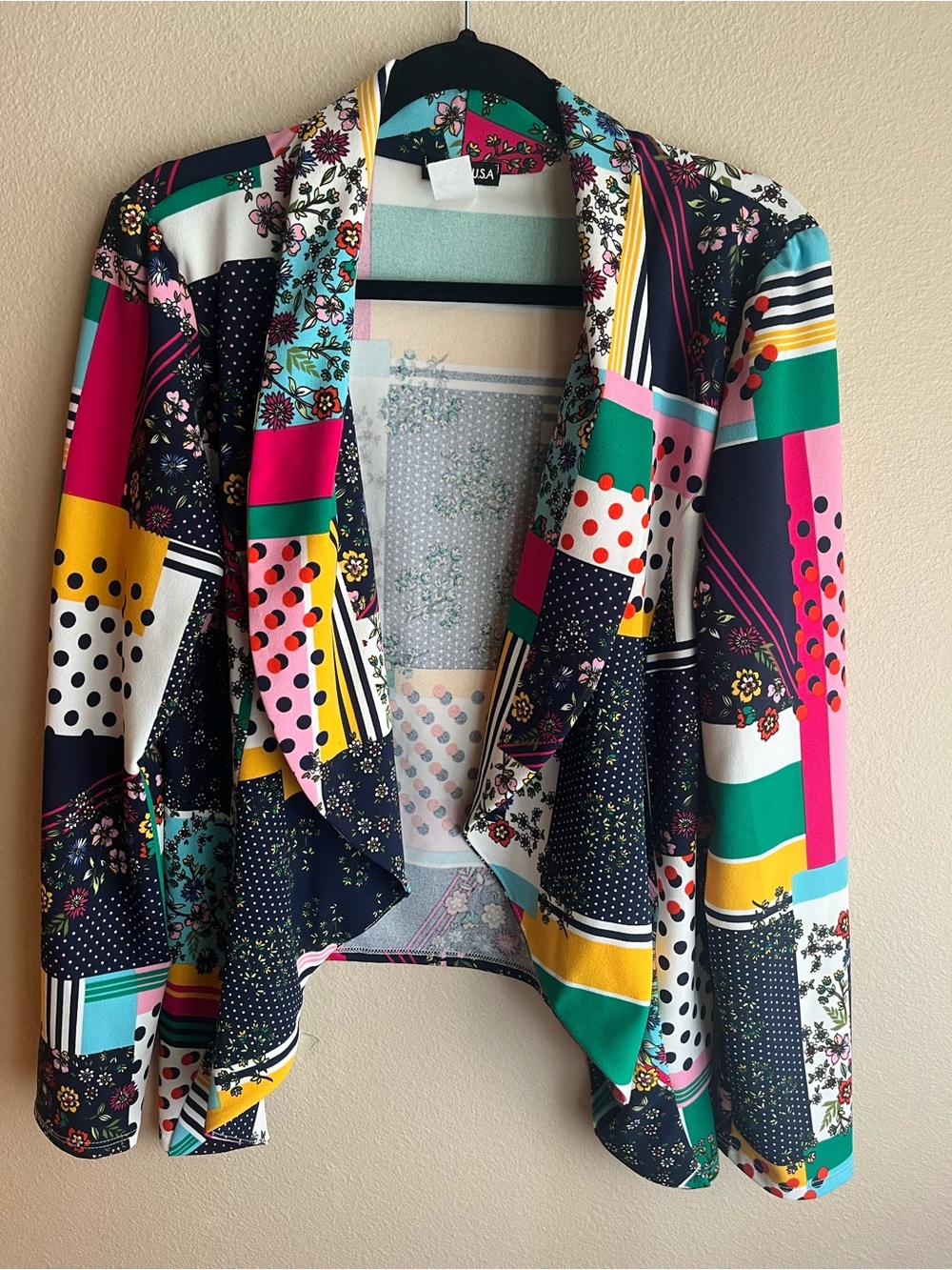 Women's Multi-Color Patchwork Draped Blazer by Hemish
